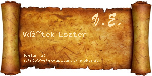 Vétek Eszter névjegykártya